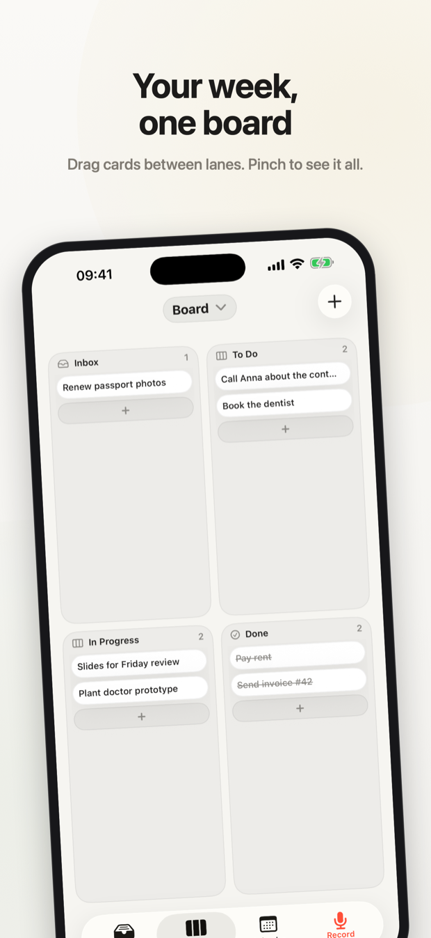 Kanban board with lanes